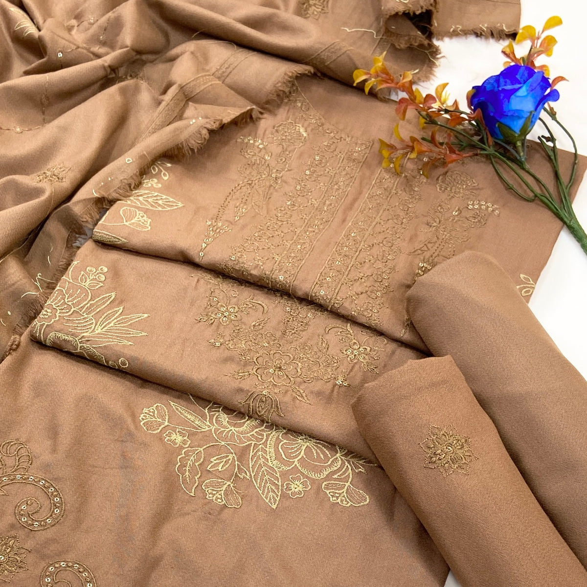 Bundle OF 06 | Dark Color Plain Embroidered | Dhanak 3PC