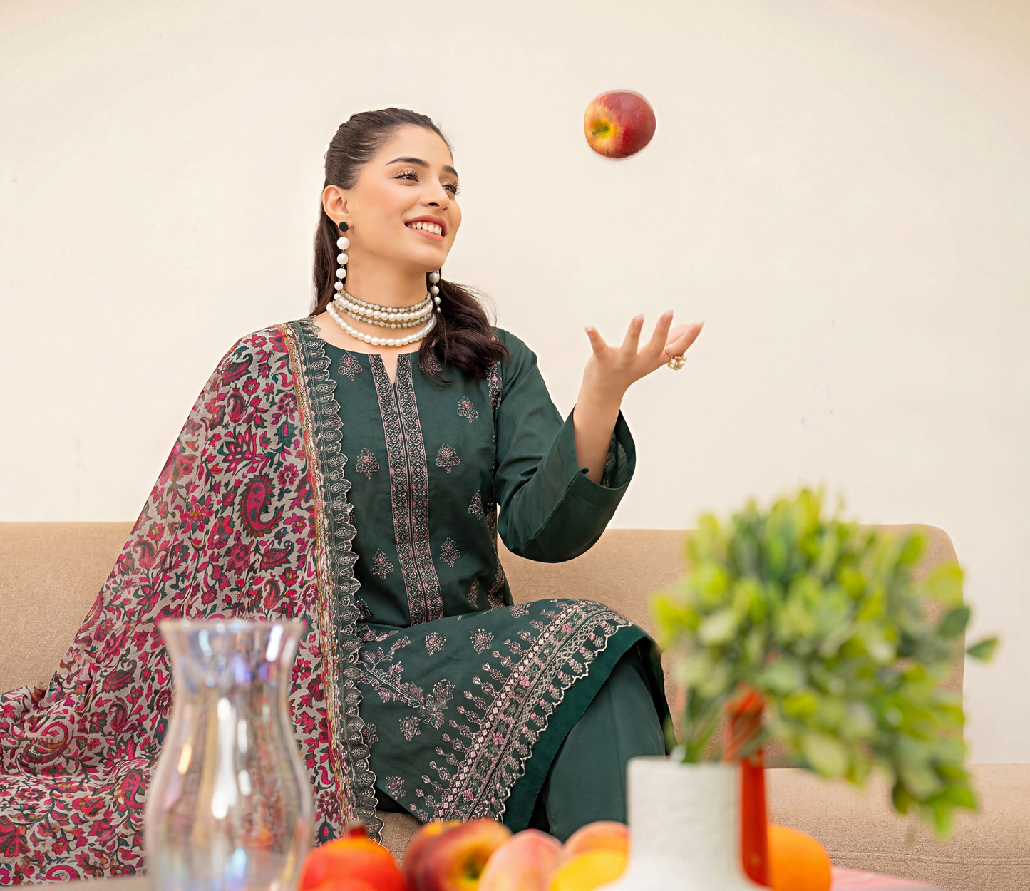 Meadows By Anaya Noor Emb Lawn With Organza Patches 3PC