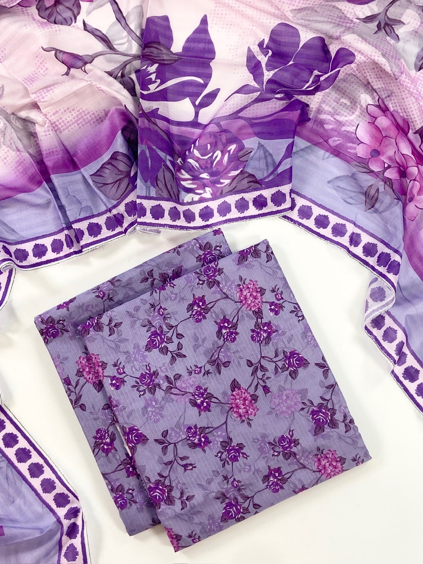 Petals & Paisley By Almeerah Premium Printed Stripe Lawn 3PC