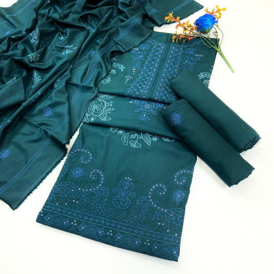 Bundle OF 06 | Dark Color Plain Embroidered | Dhanak 3PC