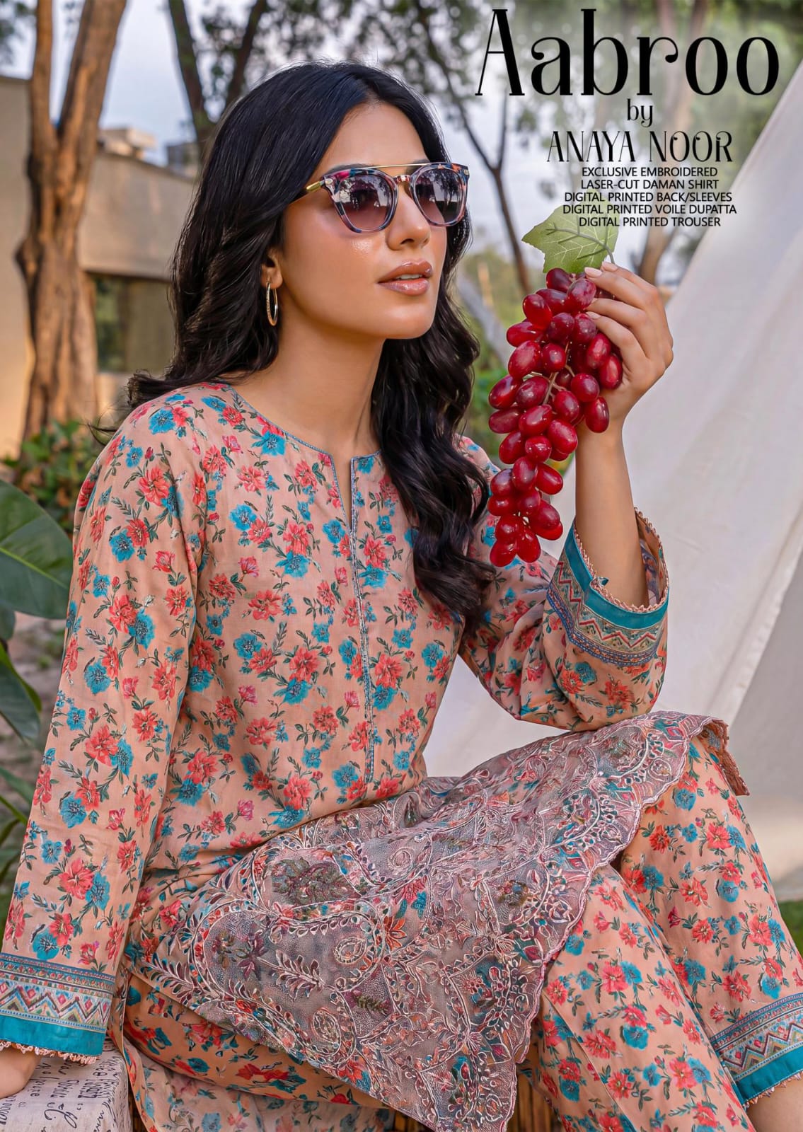 Aabroo By Anaya Noor Emb With Laser-Cut Lawn 3PC