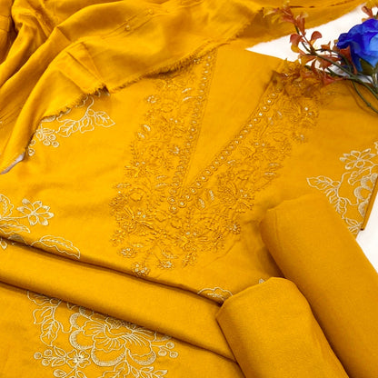 Bundle OF 06 | Dark Color Plain Embroidered | Dhanak 3PC