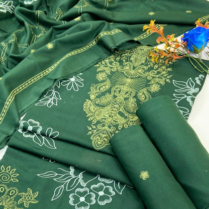 Bundle OF 06 | Dark Color Plain Embroidered | Dhanak 3PC
