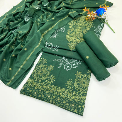 Bundle OF 06 | Dark Color Plain Embroidered | Dhanak 3PC