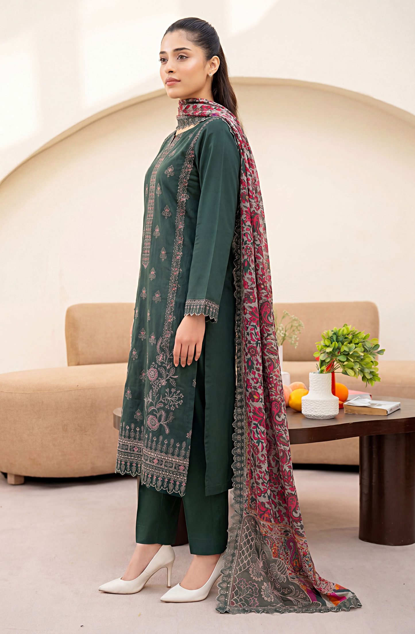 Meadows By Anaya Noor Emb Lawn With Organza Patches 3PC