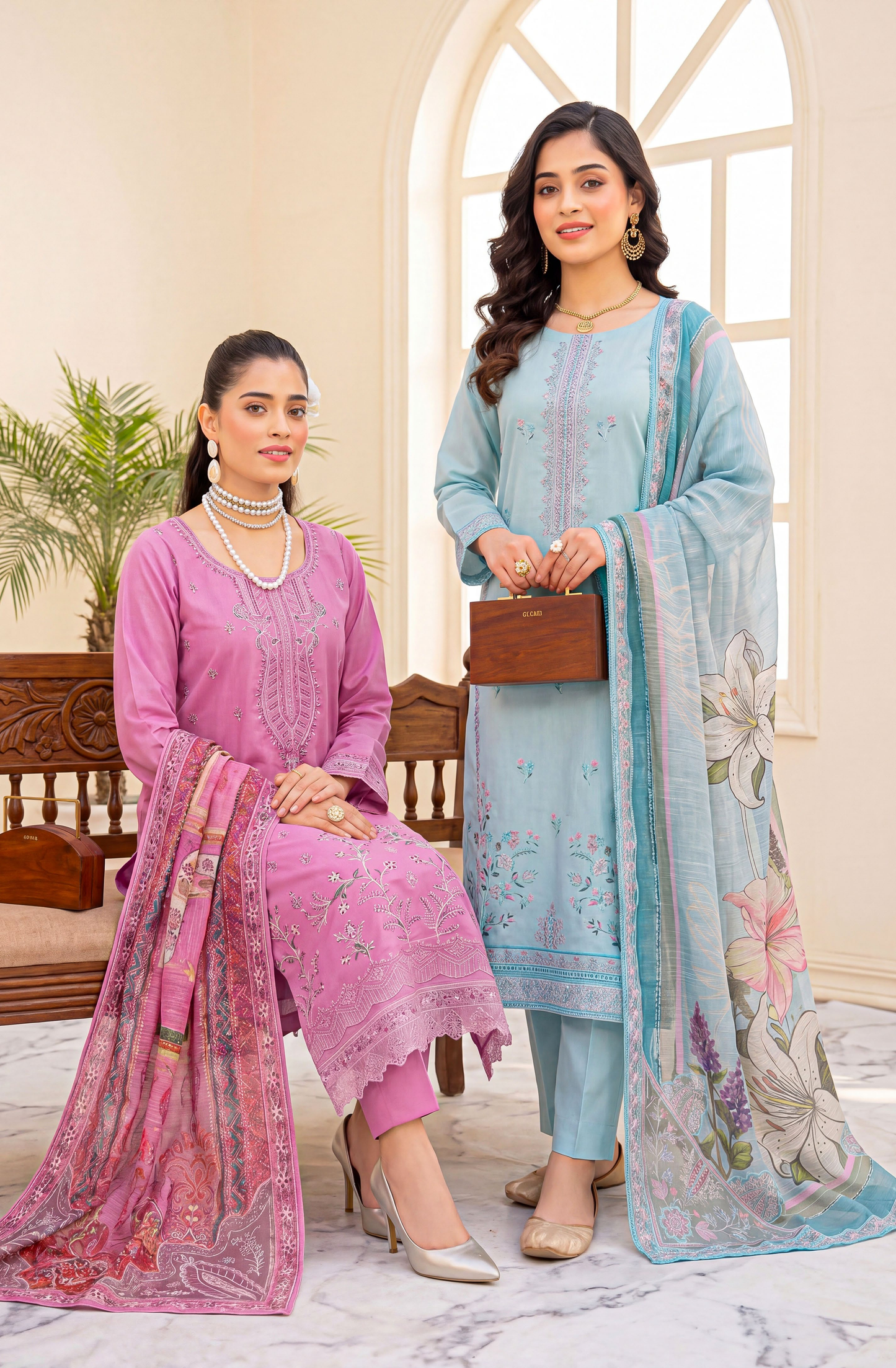 Meadows By Anaya Noor Emb Lawn With Organza Patches 3PC