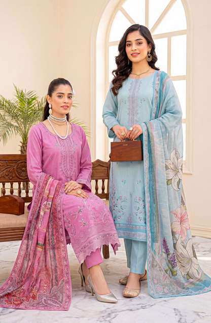 Meadows By Anaya Noor Emb Lawn With Organza Patches 3PC