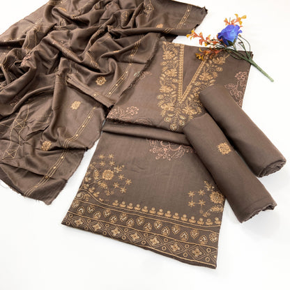 Bundle OF 06 | Dark Color Plain Embroidered | Dhanak 3PC