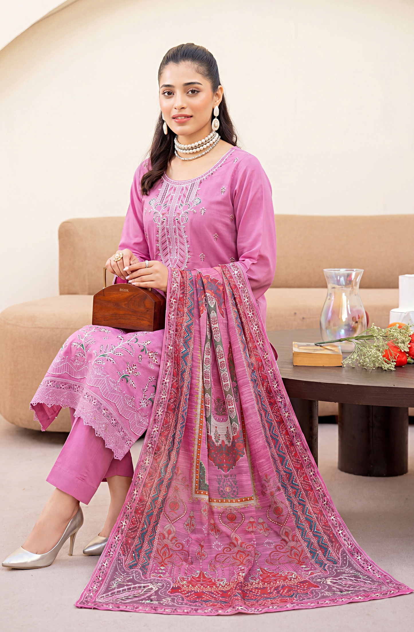 Meadows By Anaya Noor Emb Lawn With Organza Patches 3PC