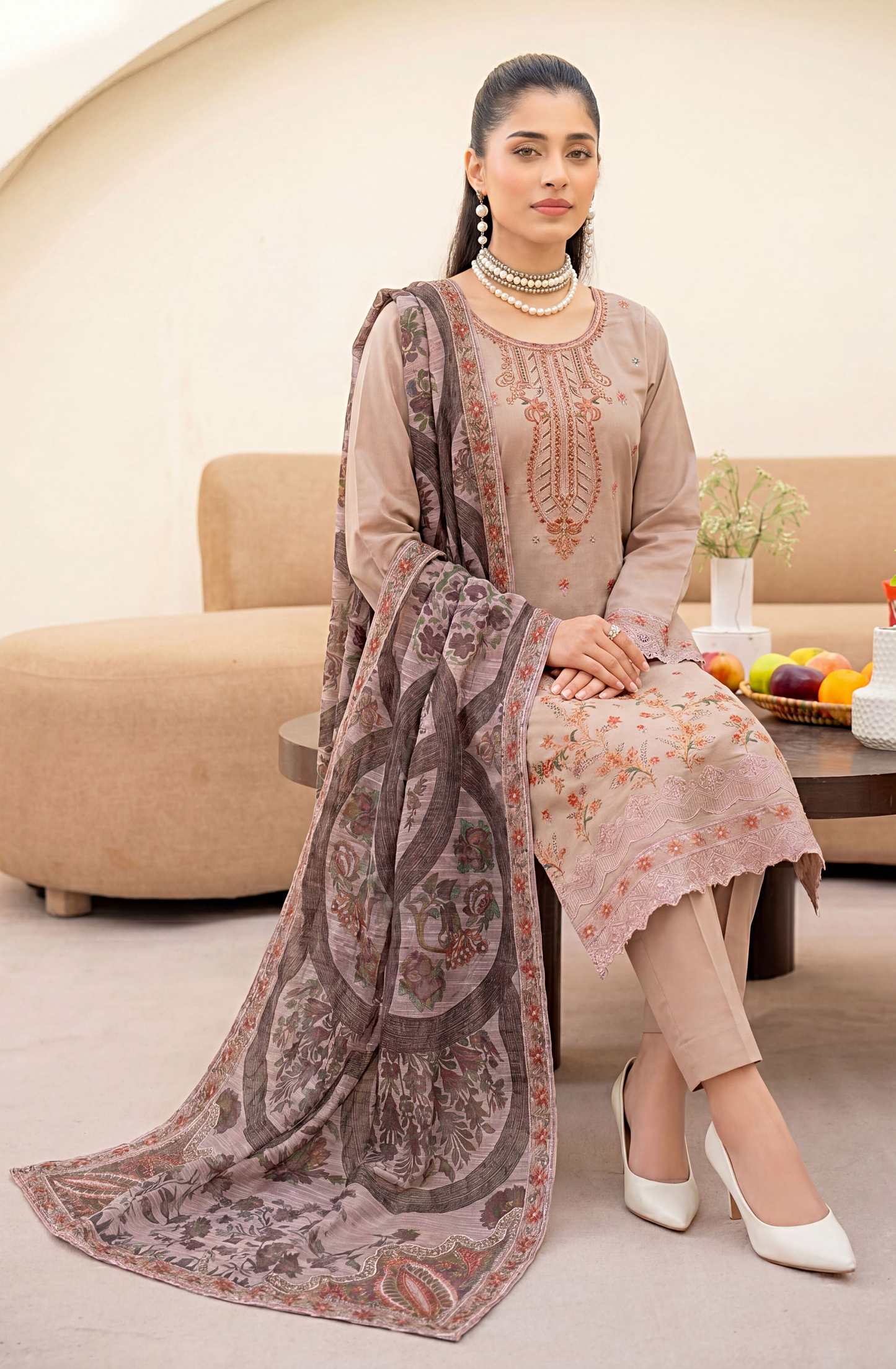 Meadows By Anaya Noor Emb Lawn With Organza Patches 3PC