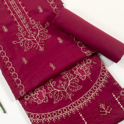 Beechtree Plain Emb Shirt & Trouser Lawn 2PC