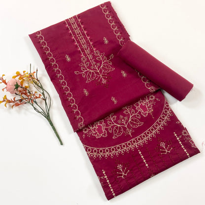 Beechtree Plain Emb Shirt & Trouser Lawn 2PC