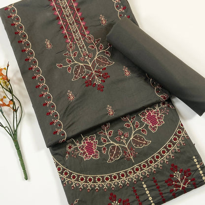 Beechtree Plain Emb Shirt & Trouser Lawn 2PC