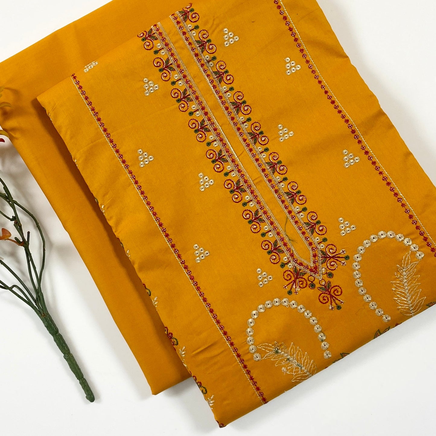 Ethnic Plain Emb Shirt & Trouser Lawn 2PC