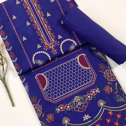 Ethnic Plain Emb Shirt & Trouser Lawn 2PC