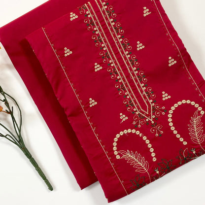 Ethnic Plain Emb Shirt & Trouser Lawn 2PC