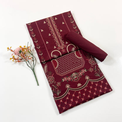 Ethnic Plain Emb Shirt & Trouser Lawn 2PC