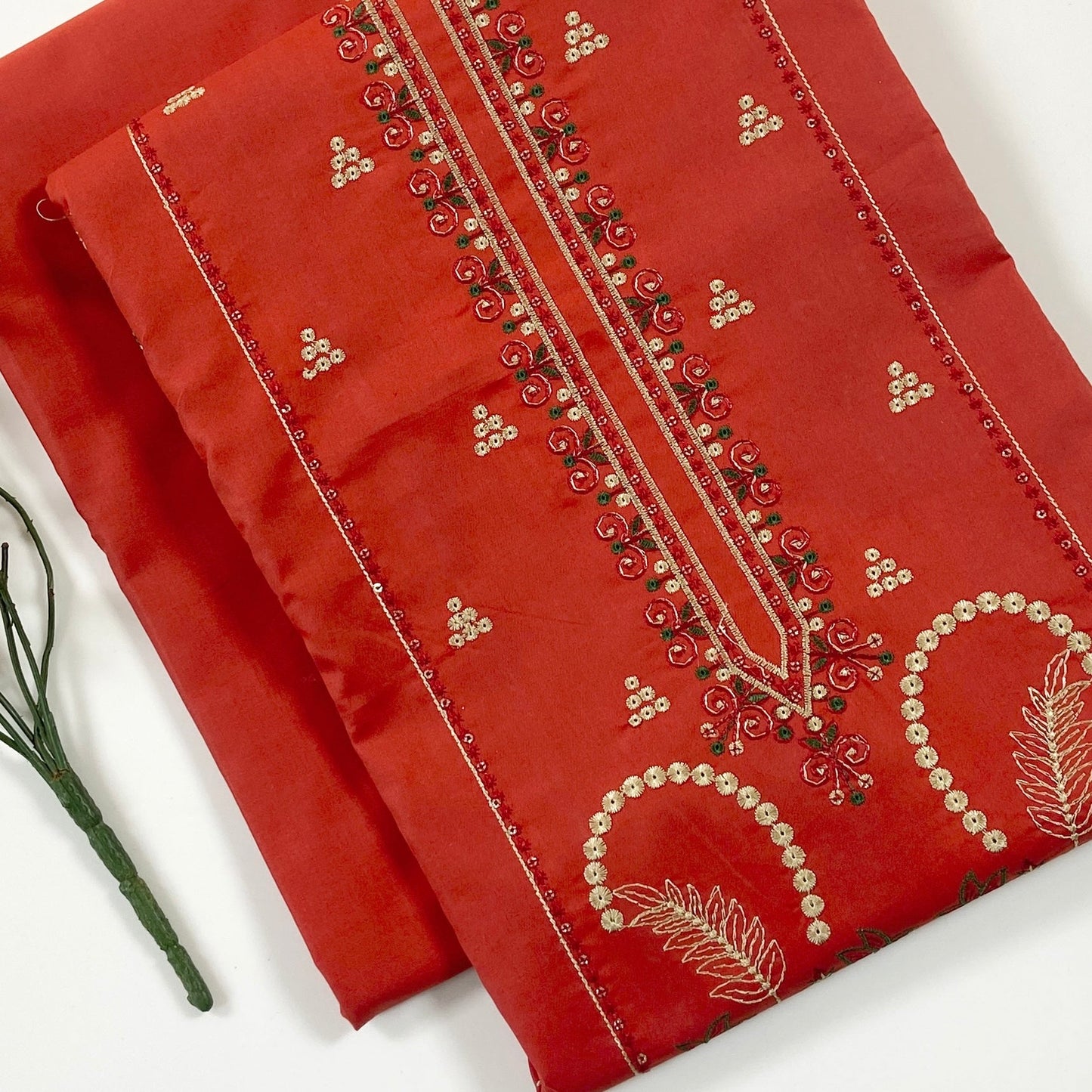 Ethnic Plain Emb Shirt & Trouser Lawn 2PC