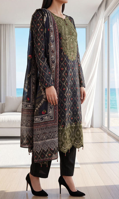 Fleur By Almeerah Premium Printed Lawn With Emb Patches 3PC