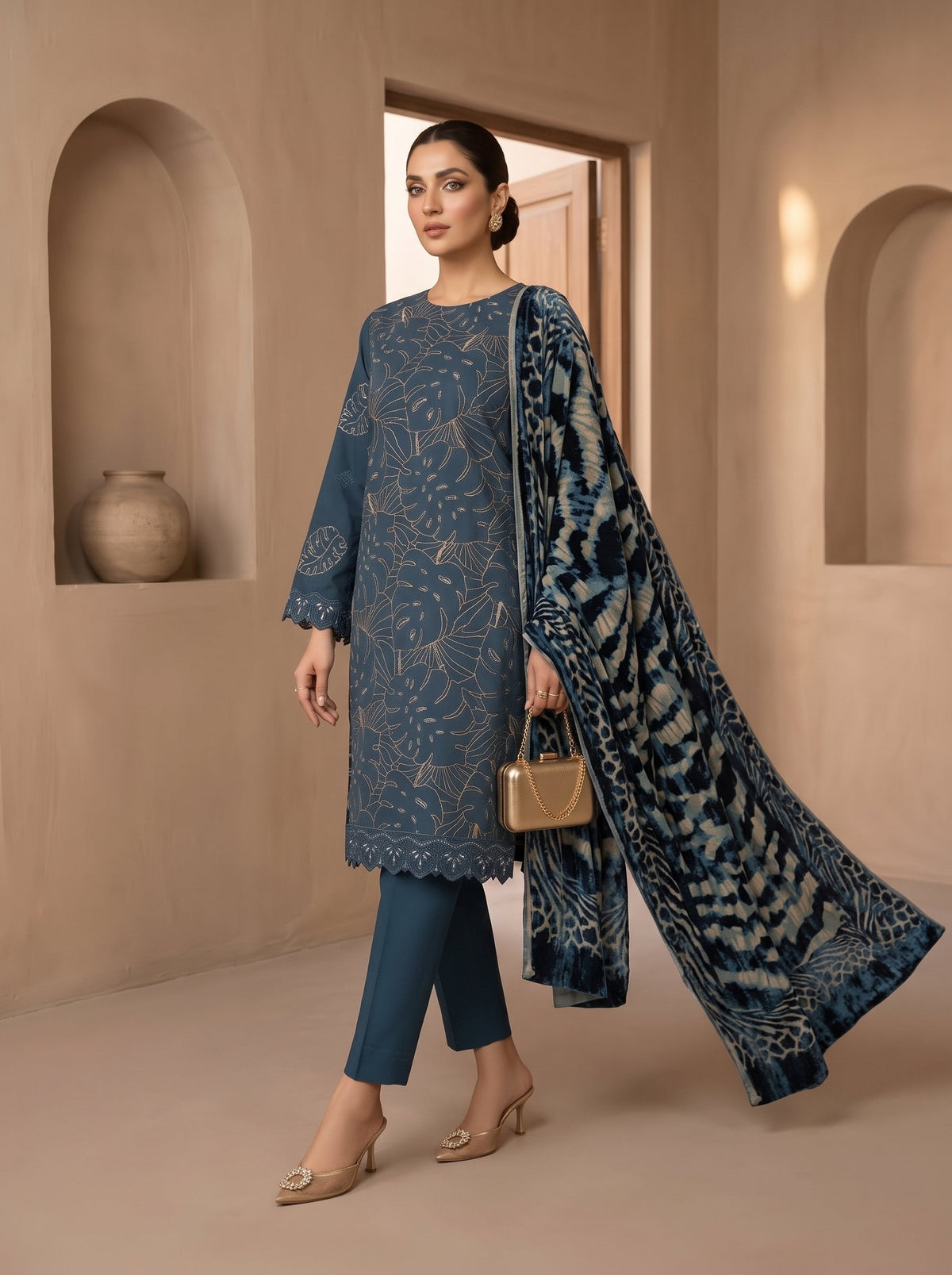 Bundle OF 06 | Luxuria By Anaya Noor | Dhanak With Plachi Shawl 3PC
