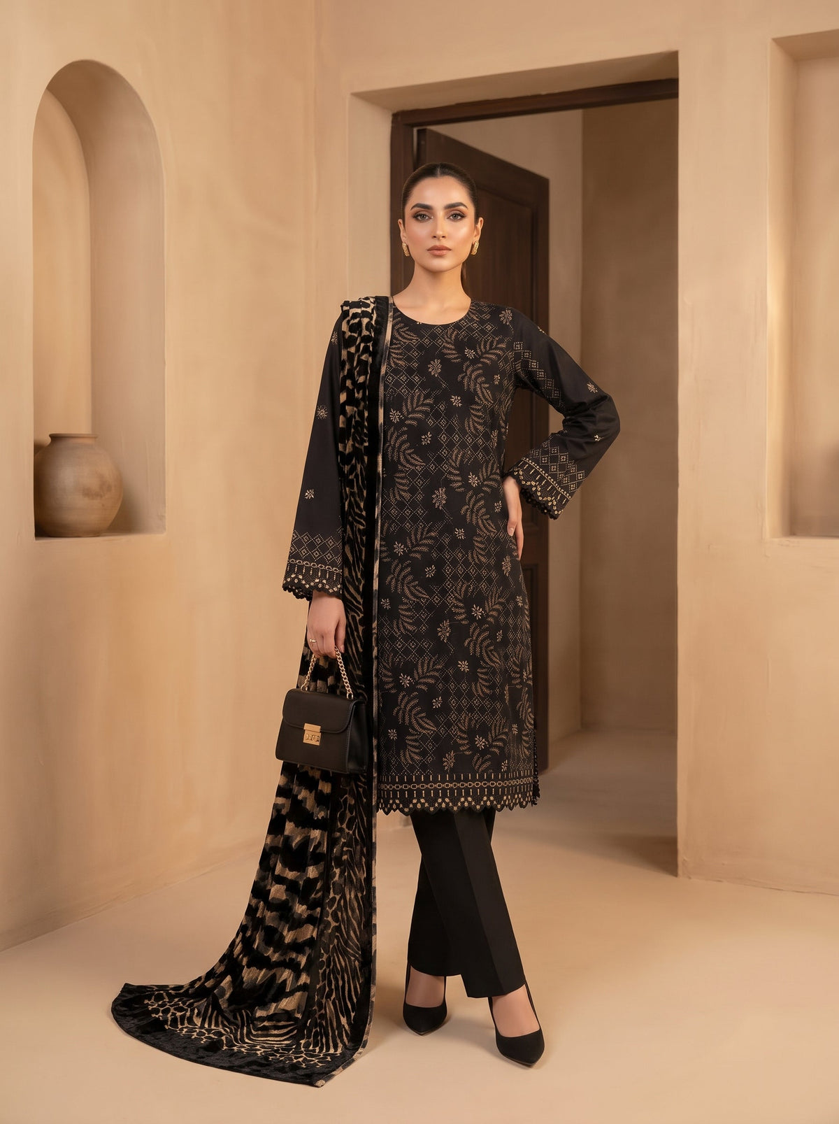 Bundle OF 06 | Luxuria By Anaya Noor | Dhanak With Plachi Shawl 3PC