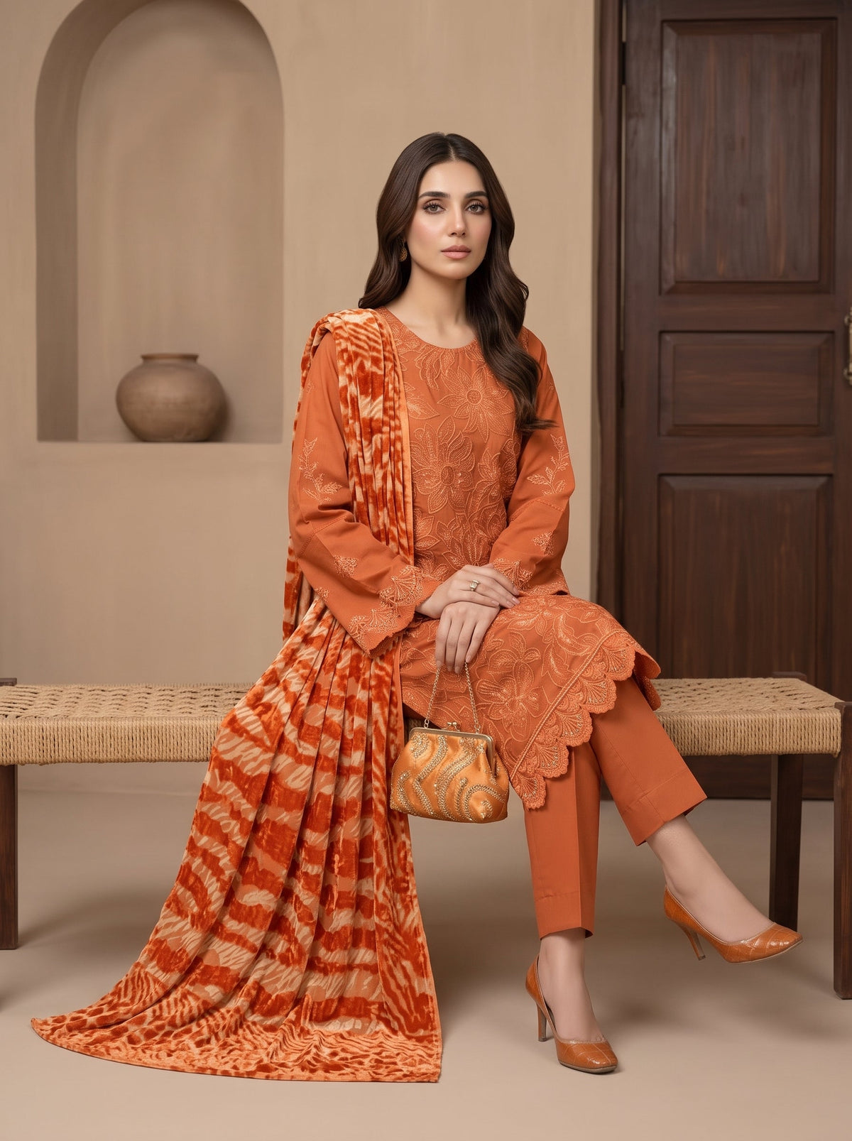 Bundle OF 06 | Luxuria By Anaya Noor | Dhanak With Plachi Shawl 3PC