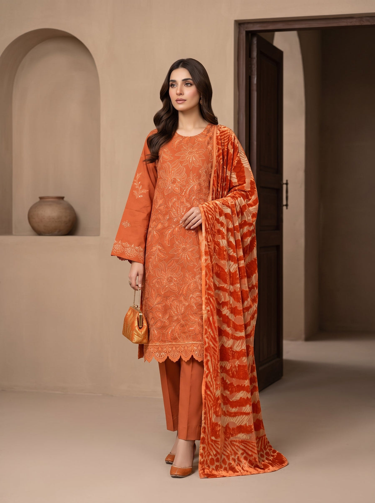 Bundle OF 06 | Luxuria By Anaya Noor | Dhanak With Plachi Shawl 3PC