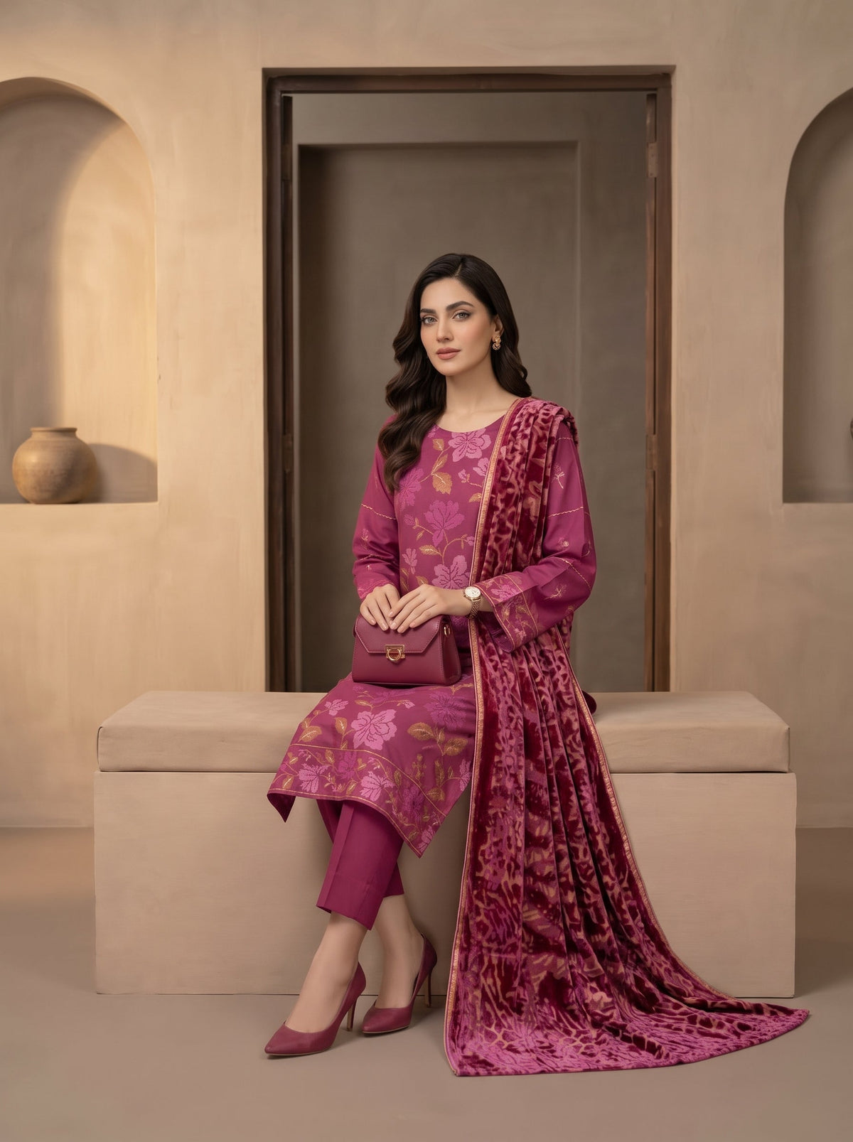 Bundle OF 06 | Luxuria By Anaya Noor | Dhanak With Plachi Shawl 3PC