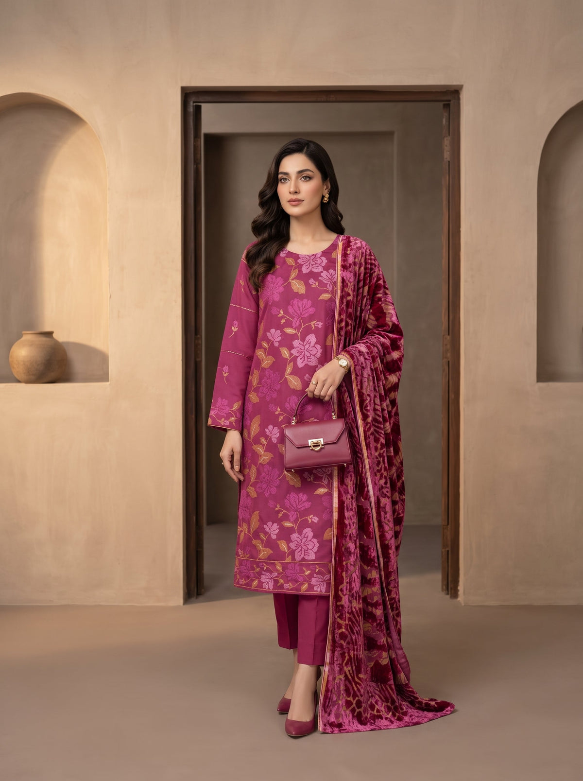 Bundle OF 06 | Luxuria By Anaya Noor | Dhanak With Plachi Shawl 3PC