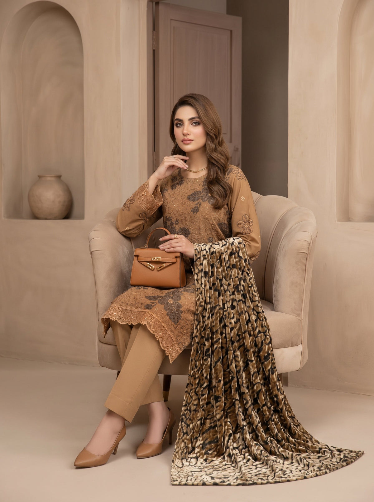 Bundle OF 06 | Luxuria By Anaya Noor | Dhanak With Plachi Shawl 3PC
