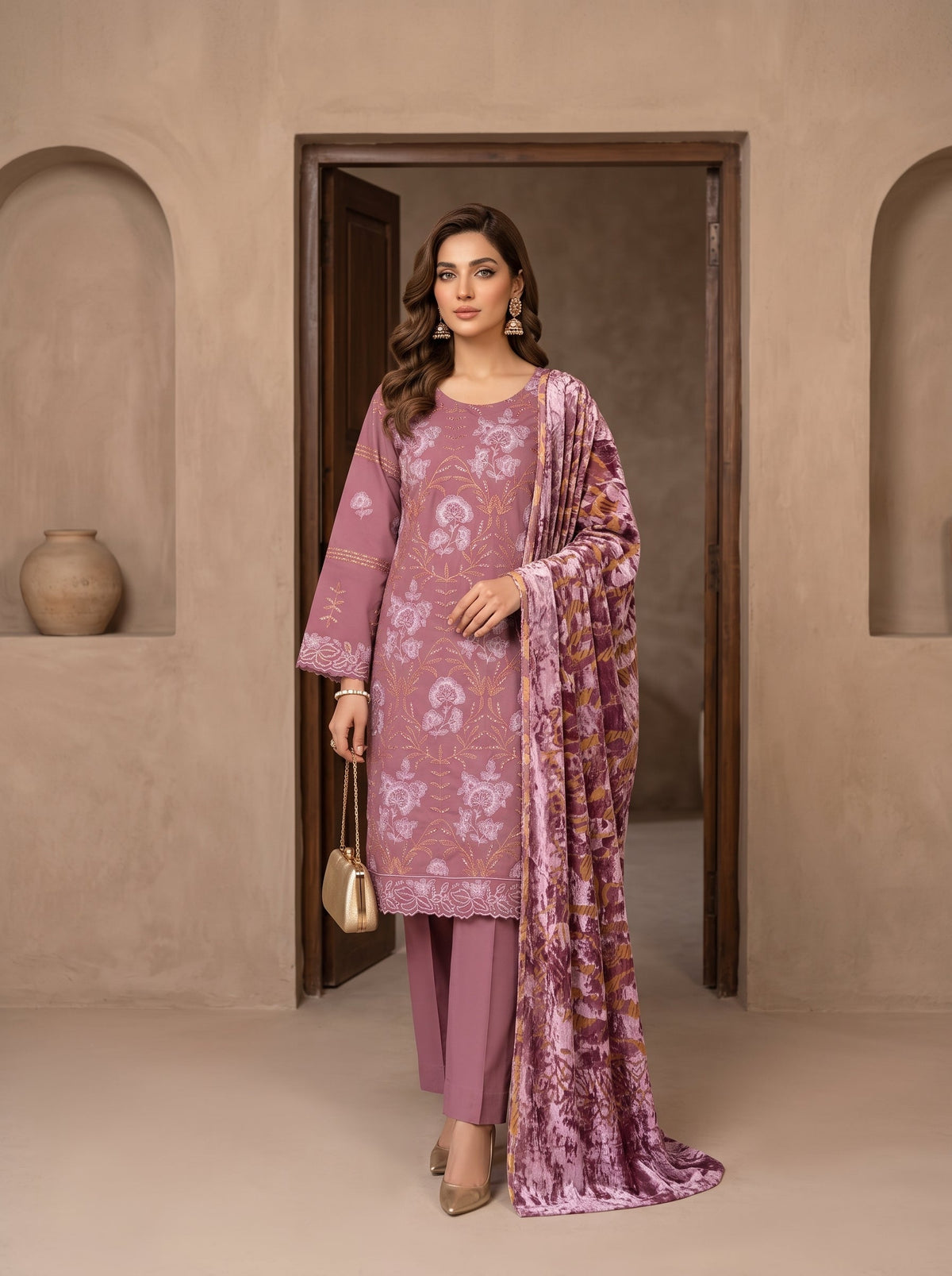 Bundle OF 06 | Luxuria By Anaya Noor | Dhanak With Plachi Shawl 3PC