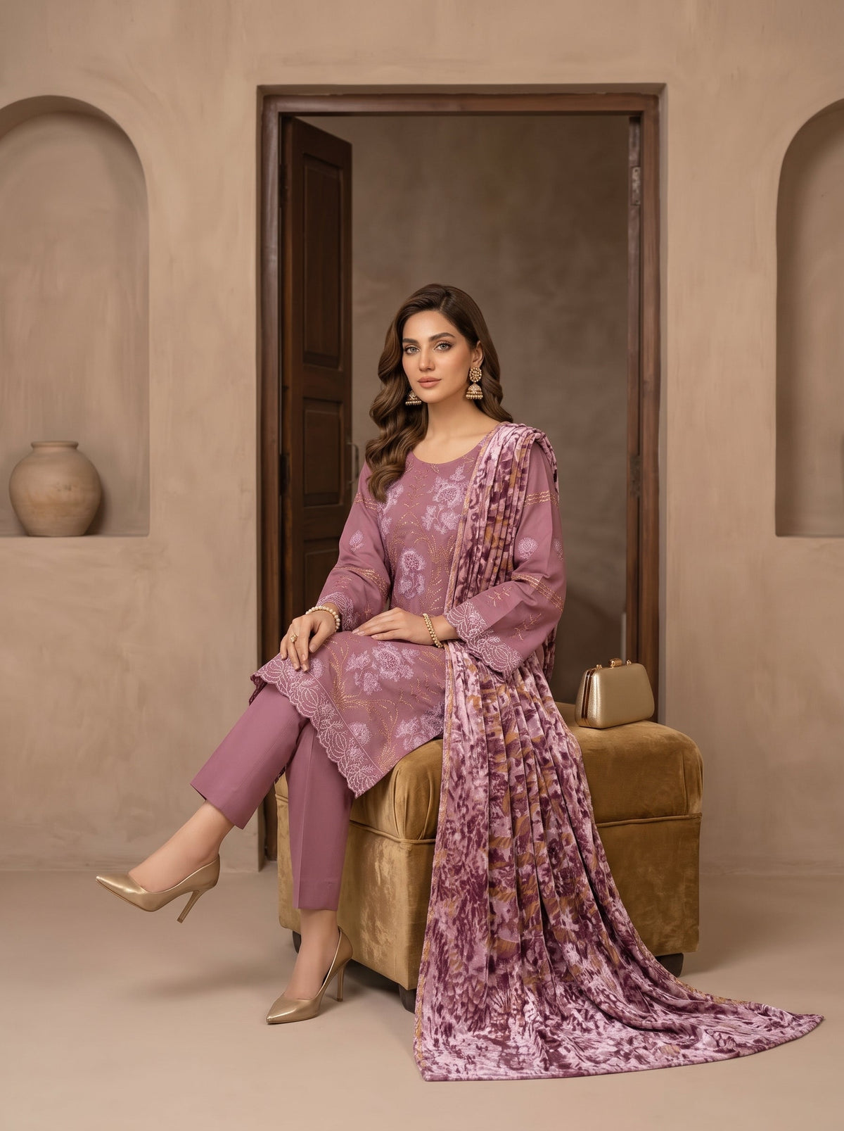 Bundle OF 06 | Luxuria By Anaya Noor | Dhanak With Plachi Shawl 3PC