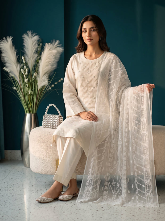 Bundle OF 10 | White Rose By Anaya Noor | Viscose 3PC - image 1