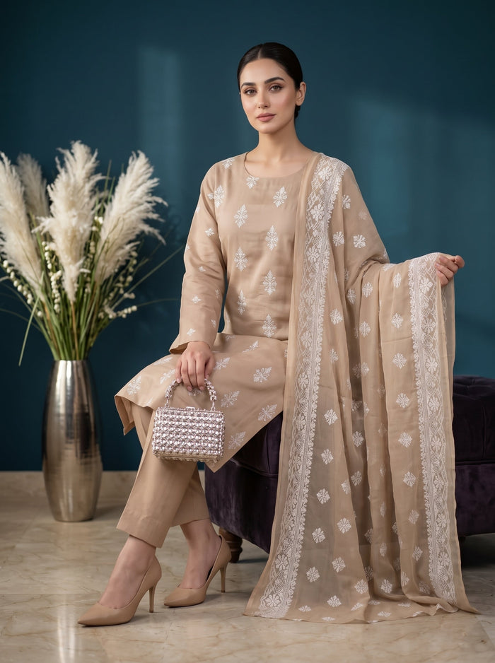 Bundle OF 10 | White Rose By Anaya Noor | Viscose 3PC - image 11