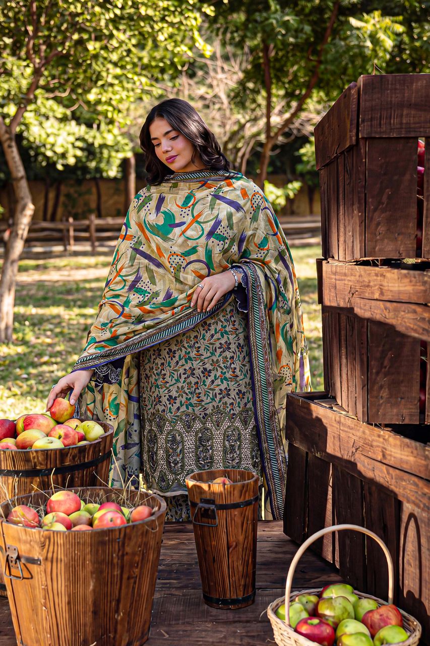 Rameen By Anaya Noor Printed & Laser Cutwork Emb Lawn 3PC