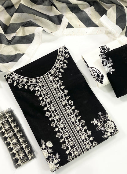 Zara Shahjahan Plain Emb Lawm 3PC