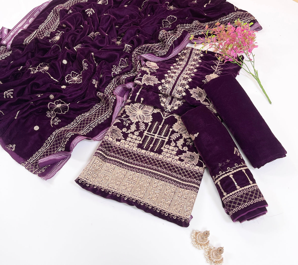 Bundle OF 08 | Sana Safinaz | Velvet 3PC (V-02)