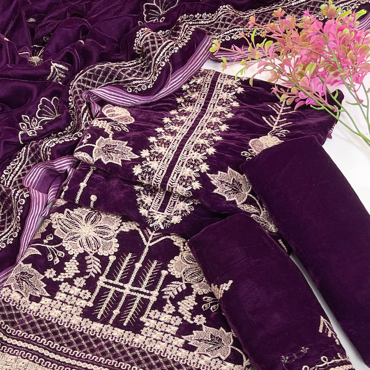Bundle OF 08 | Sana Safinaz | Velvet 3PC (V-02)