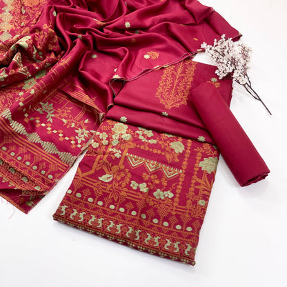 Bundle OF 04 | Sapphire | Jacquard Viscose 3PC